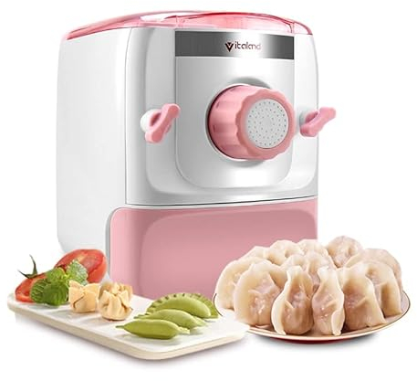MOLVUS UK Plug Household Automatic Dumpling Machine Electric Noodle Press Pasta Machine Maker (Color : Pink, Plug Type : UK)