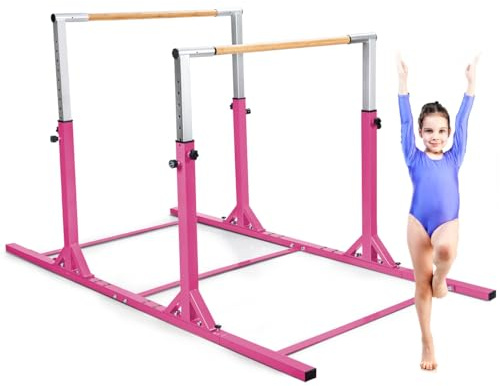 COSTWAY Gymnastik Turnreck, Reckstange höhenverstellbar & breiteverstellbar, Reck Turnen bis 100kg belastbar, Turnstange für Zuhause & Fitnessstudio