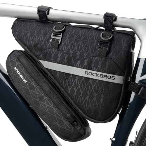 ROCKBROS Fahrrad-Dreiecktasche, wasserdichte Fahrraddreieck-Rahmentasche, 2-in-1 multifunktionale Fahrradaufbewahrungstasche, 2-Liter-Fahrradtasche für Mountainbike, Rennrad