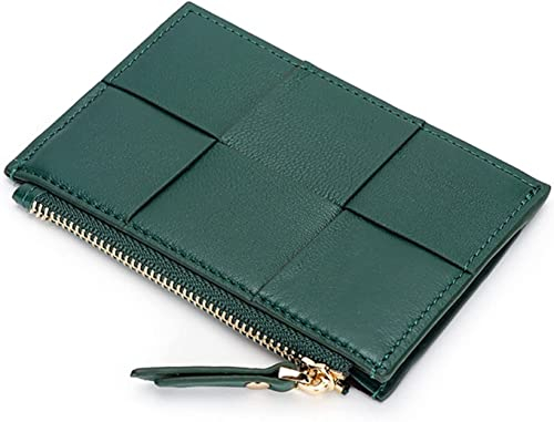 YIHANSS Kartenetuis Geldbörse Damen Schaffell Geflochten Kurz Neue Kleine Brieftasche Multi-Kartenposition Dokumententasche Leder Kleiner Kartenhalter (Farbe: Schwarz)