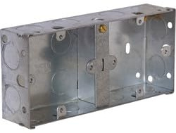 Generic 1G+1G 35mm Metal Back Box - 1 Pack - Silver - EN 60670 - BS4662
