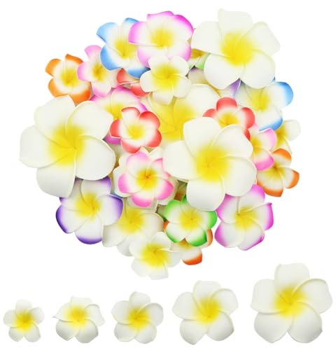 48 pezzi di fiori di Plumeria artificiali in colori misti, bouquet di fiori in schiuma realistici, fiori di frangipani hawaiani Lei per fai da te matrimonio festa Aloha hawaiana estiva