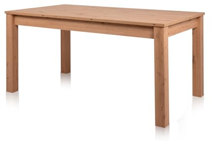 KHG Esstisch ausziehbar Eiche 6-8 Personen Landhaus, für Wohnraum | Küchen-Tisch aus Holzoptik Asteiche foliert, 100 kg belastbar, 160-215x75x90 cm (B/H/T), stabil und pflegeleicht