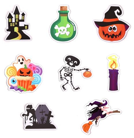 8uds Imanes de Nevera Halloween, Magnéticos Imanes Halloween para Coche Linda Calabaza Esqueleto Bruja Imán Festivo para Puerta de Crucero Decoraciones de Puerta de Garaje