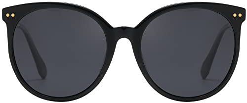 DUCO Retro Sonnenbrille Damen Runder Leichter Acetatrahmen | UV-Schutz & Polarisiert, Trendy Oversize Sonnenbrillen für Frauen, Alltag, Autofahren & Reisen