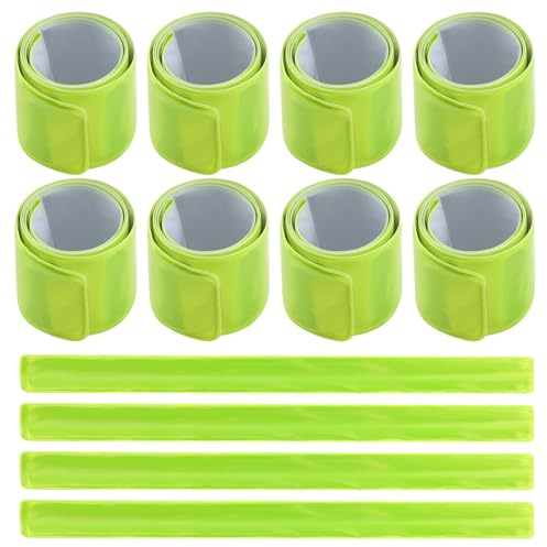 witeup Nastro catarifrangente, 12 pezzi, verde, clip per pantaloni per bicicletta, riflettori, per bicicletta, per pantaloni