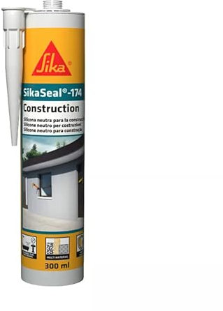 SIKA - Silicone neutro flessibile per edilizia e serramenti - SikaSeal-174 Construction, Grigio - Sigillante finestre, docce, facciate, ambienti umidi - Resistente muffa e UV - Interno/esterno - 300ml