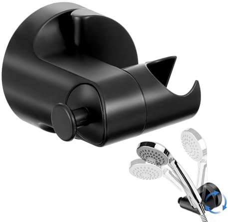 AOZUO Soporte para cabezal de ducha con ventosa, sin taladrar soporte para ducha de mano ajustable de 360°, soporte universal de montaje rápido para cabezal de ducha, accesorios para ducha (negro)
