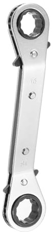 sourcing map Double Box End Reversible Ratcheting Wrench 16mm x 18mm CR-V Steel 25 Degrees Metric Double Head 12-Point 24-Teeth Adjustable Ratchet Gear Socket Spanner, Silver Grey