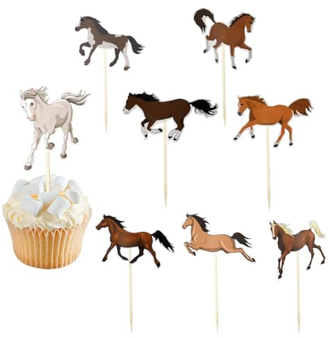 40 Stück Pferde Cupcake Topper Pferderennen Cupcake Picks Geburtstag Tortendeko Pferd für Pferdesport, Geburtstag, Babyparty, Hochzeit, Party