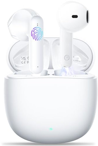 kauguo Écouteurs Bluetooth sans fil, 50 heures de lecture avec étui de charge, étanchéité IPX7, suppression du bruit, basses profondes, ajustement sûr pour le sport/course, compatible avec iOS/Android