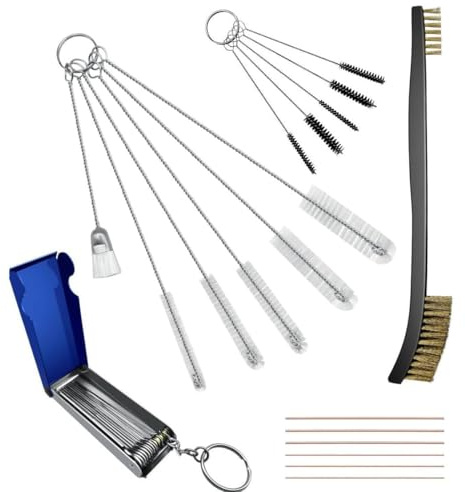 Strongthium Kit di pulizia del carburatore Spazzole Carb Strumenti Set di aghi per saldatore Motosega Taglio Torcia Punte Fornello Fornello Fori Pistole a Spruzzo Pulitori