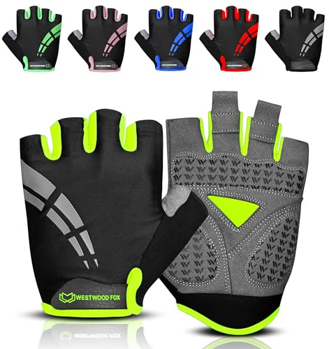 WESTWOOD FOX Gants de Cyclisme pour Hommes et Femmes, Demi-Doigts Unisexe avec Gel rembourré antidérapant, Paume Absorbant Les Chocs et Respirant, Gants d'été pour vélo MTB