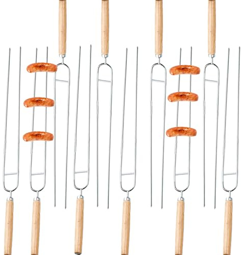 Brochetas Para Parrilla,Brochetas De Acero Inoxidable 10 Unidades - Accesorios Reutilizables Para Brochetas De Carne Pollo Pescado Verduras