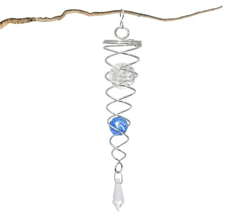 CHSEROK Atrapasol Cristal Colgante, Campanas Viento Cristal con Cadena de Metal y Gancho, Atrapasoles Crystal con Doble Espiral para Interior y Exterior, para Hogar, Oficina y Jardín