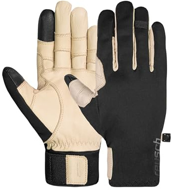 Reusch Track-X Touch-TEC Unisex Alltagshandschuhe – Outdoorhandschuhe für Damen & Herren mit Softshell, Rinderleder, Touchscreen-Funktion, Winddicht, wasserabweisend, verstärkter Griff