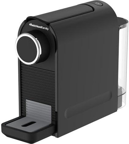Melchioni Family | Cafetera compatible con cápsulas Nespresso con bomba de 20 bar, 2 botones expreso largo y corto, depósito de 0,5 l, diseño compacto con reposa taza ajustable, 1400 W