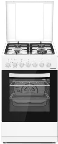 HEINNER HFSC-S65MIXF-WH – 50×60 cm Kombi‑Herd mit 4 Gasbrennern & Elektrischem Backofen, Timer, Grill, Unterbau‑Schublade, Sicherheits‑Platte, White – 5 Jahre Garantie