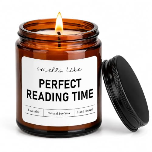 Book Lover Gifts Reading Candle Natural Lavender Scented Book Candle, Bookish Gifts for Women Friends Readers Librarian with Box, Burning Time Up to 18 Hours, Natural Soy Wax, 3.5oz