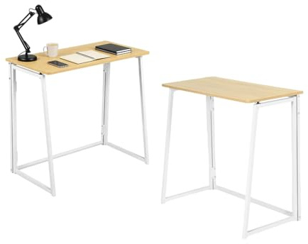 GZTGZMWG Set di 2 Tavolo Pieghevole Salvaspazio In Legno Rovere, Tavolino Pieghevole Scrivania a Scomparsa Piccolo per Ufficio/Studio/Camera da Letto/Soggiorno/80x40x74CM(LxPxA)