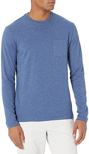 Amazon Essentials Men's Slim-Fit Long-Sleeve T-Shirt, Blue Heather, L