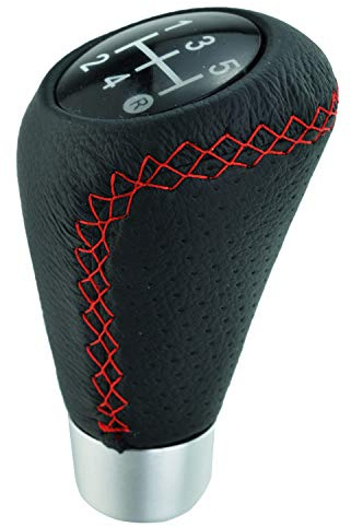 Abfer Shifter Knobs 5 Speed Manual Stick Shifting Handle Leather Gear Shift Knob for Car Motor Vehicles, Black