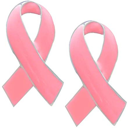 P Prettyia 2 Stück Brosche Brustkrebs-Bewusstsein Rosa Schleife Muster Thema Party Schmuck Unisex Anstecknadeln