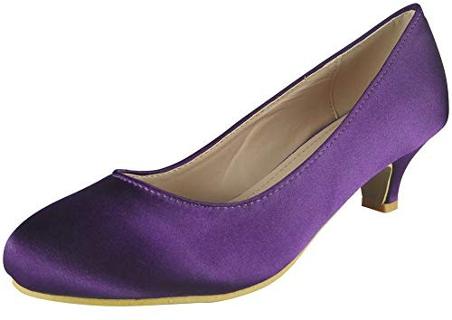 Ladies Womens Low Kitten Heel Work Court Evening Dress Girls Shoes Pumps UK Size 3 4 5 6 7 8 9 10 11 12