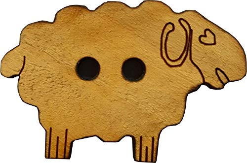 Lüna Knöpfe ECHT Holz Schaf, 10 Stück (40 mm)