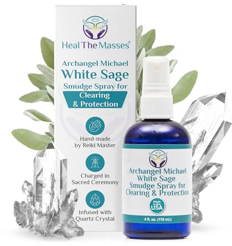Heal the Masses White Sage Spray: White Sage Smudge Spray for Clearing and Protection - Smokeless Liquid Smudging Spray Infused with Quartz Crystals - Negative Energy Cleansing Mist - 4 Fluid Ounces