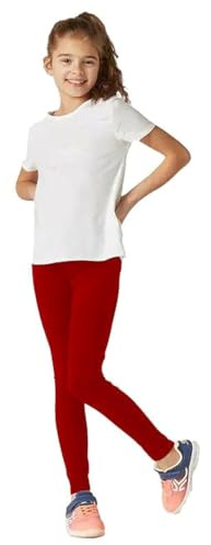 R&N FASHIONS Legging doux en viscose uni avec taille élastique - Rouge - 9-10 ans