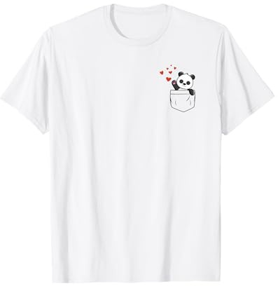 Panda En Bolsillo Con Corazones Lindo Animal En Un Bolsillo Camiseta