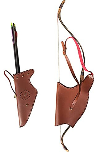 LXQLLJJD Ensemble De Sac à Arc Et Flèches en Cuir Médiéval avec Bandoulière Réglable, Peut Contenir 20 Arcs Et Flèches, Carquois Portable Et Durable pour La Chasse Et Le Tir à l'arc,Marron