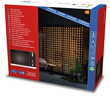 Konstsmide LED Lichtervorhang, tropfenförmig, 400 bernsteinfarbene Dioden, 30V, Außen (IP44), transparentes Kabel - 4052-803