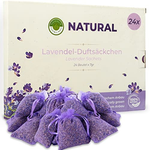 Natural Welt Lavendel Duftsäckchen Kleiderschrank 24x7g Duftsäckchen – Mottenschutz für Kleiderschrank, Raumduft – Lavendel getrocknet – Lavendelsäckchen
