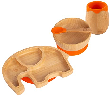 Tiny Dining Elefant Bambussaug -Baby -Fütterungsset - Orange - 4pc
