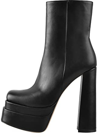 Only maker Stivaletti da donna con plateau, Nero , 44 EU