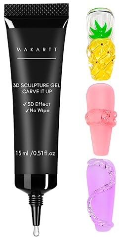 Makartt 3D Nail Gel for Nail Art - 15ml No Wipe Clear 3D Sculpting Nail Gel Polish, Multi-Use Nail Glue for Drawing, Molding & Decoration, Required UV/LED Light Cured