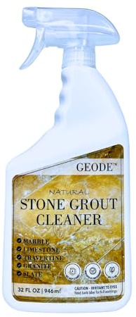 GEODE Natural Stone Grout Cleaner for tile floors - non-damaging, deep cleaner safe for Marble, Limestone, Travertine, Ceramic - Industrial Strength Tile, Stain Remover, Powerful Formula (32 oz.)