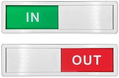 LICQIC Panneau de confidentialité IN/OUT – Panneau de porte coulissante pour maison, bureau, toilettes, conférence, argenté