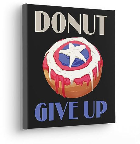 Komar Komar Tableau sur châssis – Donut give up – Dimensions : 30 x 30 cm – Image murale pour chambre d'enfant