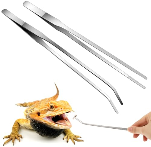 Edelstahl Aquarium Pinzette 27 cm, Futterzange Mit Gummispitze, Gerade und Gebogen, Futterwerkzeug für Aquarium