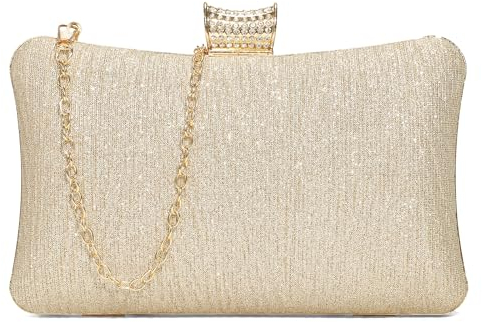 BAIGIO Elegante Clutch Damen Glitzer Abendtaschen Glänzende Damen Champagner Clutch Tasche Kleine Brauttasche Vintage Handtasche Umhängetasche für Party Hochzeit Kettetasche