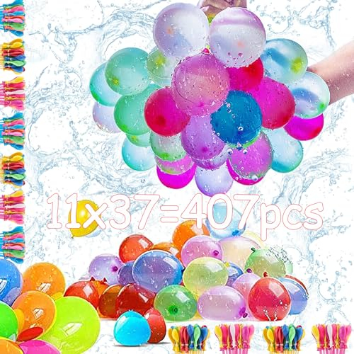 wenweo 407 Bunte Wasserbomben, 5 Sekunden Schnelles Befüllen, Wasserbomben selbstschließend Ohne Manuelles Verknoten, wasserballons selbstschließend die Den Ganzen Sommer über für Abkühlung Sorgen