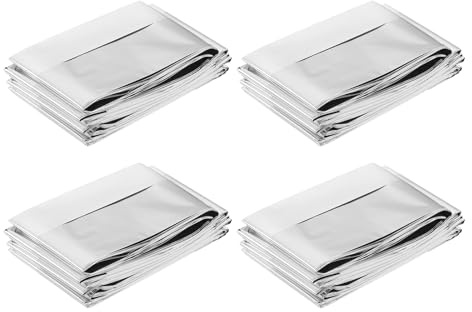 QUARKZMAN 4uds Altamente Reflectante Película, 82x63 Jardín Invernadero Cubierta Aluminio Hojas para Primeros Auxilios Manta Crecimiento Habitación Cámara Reflector Simple, Plata