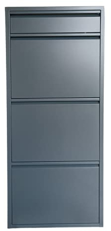 Alveon Schuhschrank Schmal Schuhregal Metall Schuhkipper mit Magnet Klappen Schuhablage Montiert und Wandmontage (Anthrazit, 3 Plus Klappen)