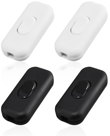 4 Pieces Of Push-In Switches, Rocker Switches, Rocker Switches, Bipolar Switches, Universal Inline Switches, Push-In Cable Switches, Online Switches (Black, White)