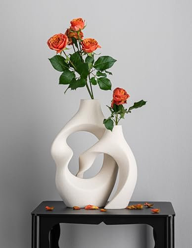 ZMARKRAFT Vasi in ceramica, decorazione per la casa, set di vasi da fiori incrociati, centrotavola per tavolo, decorazione per soggiorno, vaso decorativo moderno astratto, inaugurazione della casa,