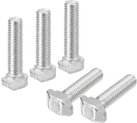 QUARKZMAN 20pz Bulloni a T-Slot, M5 x 25mm Bullone Testa a Martello Vite a T Perno per Profilo Di Estrusione Alluminio Serie 2020, Acciaio Carbonio Nichelato, Argento