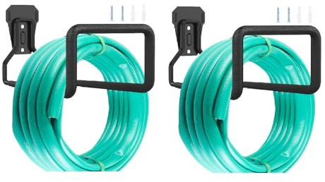 2PCS Metal Hose Holder Heavy Duty Hose Pipe Hanger 19.5X 12 cm Wall Mounted Garden Water Hose Holder Garage Hose Hook Sturdy Hose Storage Bracket Hose Stand Organizer for Water Hose Extension Cords